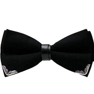 Mens Microfiber Metal Tipped Pre Tied Bow tie